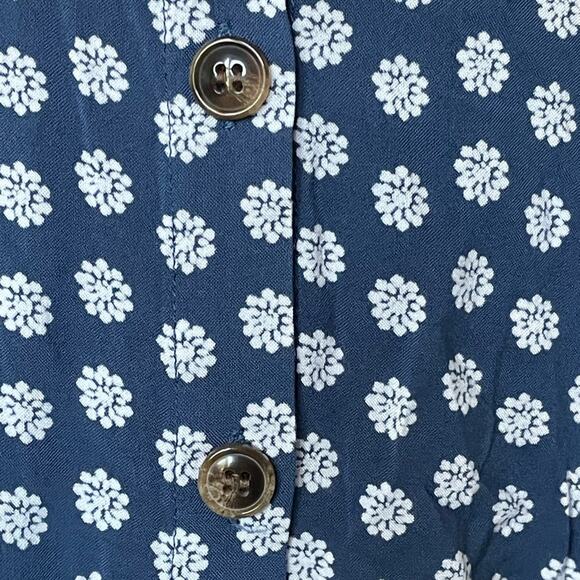 Ripcurl Blue Floral Tie Front Cut Out Mini Dress with Button Front Skirt size L - Picture 11 of 12